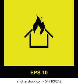 Burning house vector black icon. Isolated illustration. Business picture.