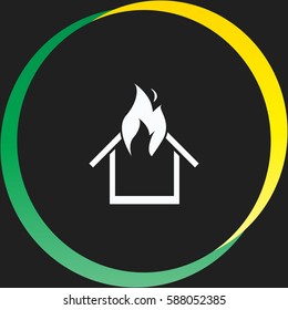 Burning house vector  icon