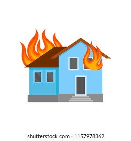Burning house vector Illustration on a white background