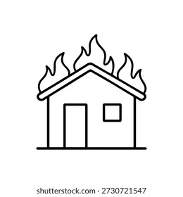 burning house vector line icon on a white background.
Vector line icon on a white background