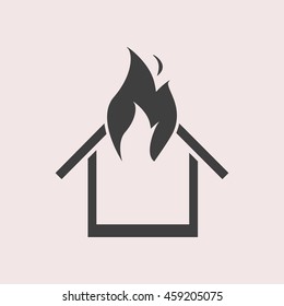 Burning house web icon. Isolated illustration