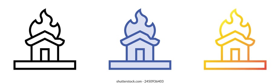 burning icon. Linear, Blue Fill and Gradient Style Design Isolated On White Background