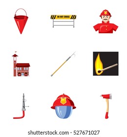 Burning icons set. Cartoon illustration of 9 burning vector icons for web