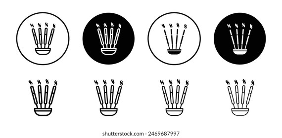 Burning incense stick icon vector set collection for web