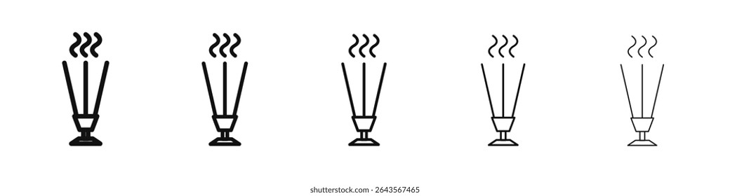 Burning incense stick icon vector outline set illustration sign