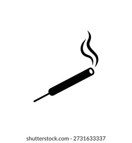 Burning incense stick with smoke vector illustration flat design