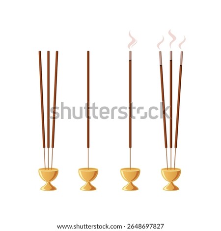 Burning incense sticks or agarbatti vector isolated