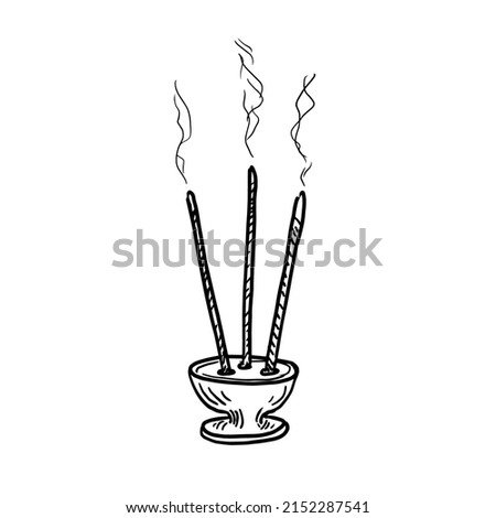 Burning incense sticks vector illustration isolated on white background