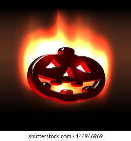 Burning jack'o'lantern in darkness as a symbol of halloween