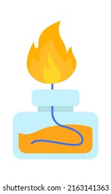 Burning kerosene from a flask Chemistry icon. Vector illustration