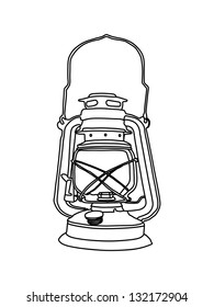 burning kerosene lamp vector