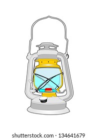 burning kerosene lamp vector