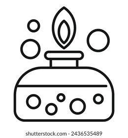 Vector de esquema de icono de vela de laboratorio ardiente. Científico solitario. Material de estudio