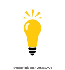 Burning lamp. The concept of a good idea, creative thinking, inspiration, brainstorming. Flat vector icon isolated on white background.