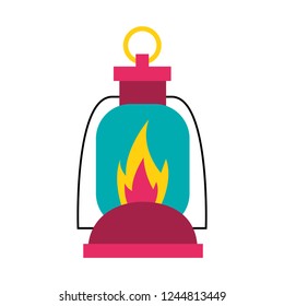 burning lantern on white background