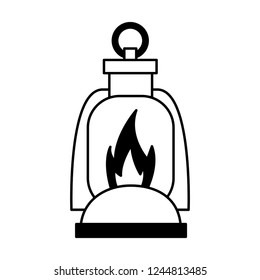 burning lantern on white background
