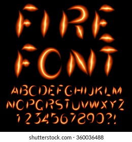 Burning letters. Fire font. Vector eps10.