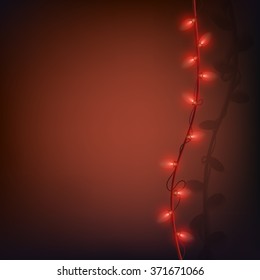 burning light bulb against a wall, a garland with shadow, vector