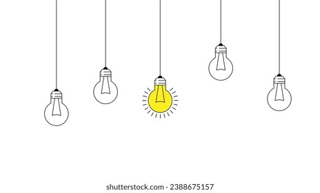 Burning Light Bulb Business Idea Generation Concept. Creativity and thinking outside the box concept vector