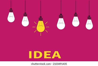 burning light bulb. idea concept.Bright Idea Concept.
creative thinking concept. Business idea design concept. Web banner, convenient.