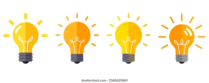 Burning light bulb as symbol of new idea, business solution or innovation to solve problem, enable knowledge or creativity, toggle lightbulb idea invention. Successful achievements and introductions
