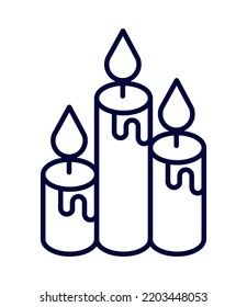 burning light candles linear isolated icon