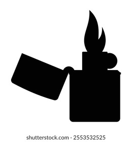 Burning Lighter Icon for Fire and Lighting Concepts