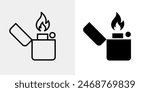 Burning lighter icon. Flaming lighter vector illustration isolated. Classic design pictogram.