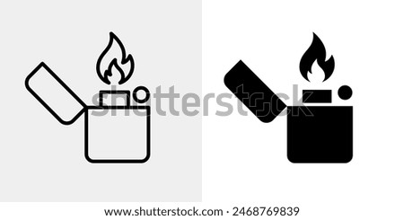 Burning lighter icon. Flaming lighter vector illustration isolated. Classic design pictogram.