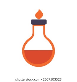 Burning Liquid in Erlenmeyer Flask Science Experiment Illustration