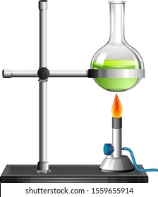 Burning liquid on ring stand illustration