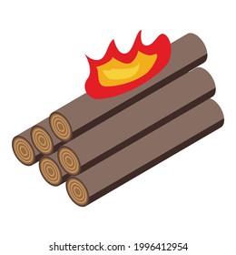 Burning logs icon. Isometric of Burning logs vector icon for web design isolated on white background