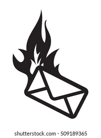 Burning mail vector icon