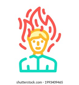 burning man after wasabi color icon vector. burning man after wasabi sign. isolated symbol illustration