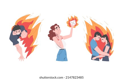 Burning Man Woman Character Feeling Anger Stock Vector (Royalty Free ...