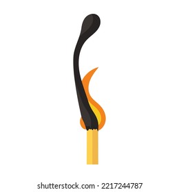 Burning Match Animation And Flame Ignite Wooden Stick. Matchstick Fire Sequence Isolated Icon. Cartoon Burnt Step And Element . Flammable Match Vector Illustration