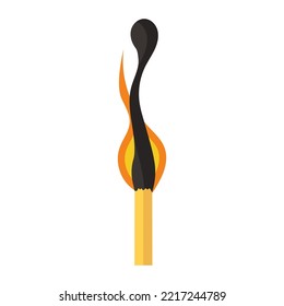 Burning match animation and flame ignite wooden stick. Matchstick fire sequence isolated icon. Cartoon burnt step and element . Flammable match vector illustration