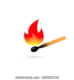 Burning match color icon on white background. Vector illustration.