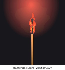 burning match. dark background with flame from matches