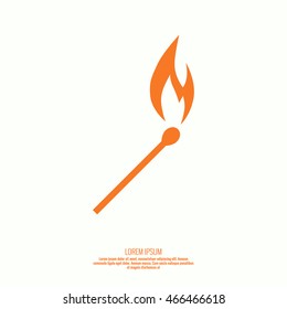 Burning match. Fire flames Icon. vector logo design template.