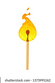 Burning match with fire isolated on white background vector