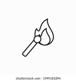 Burning match with fire vector illustration.