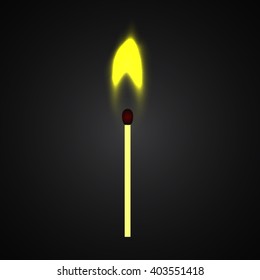 Burning match. Fire. Vector illustration.