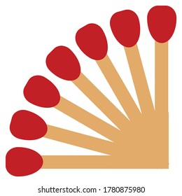 A burning match flat color vector icon engle, Can be used for Web, Mobile, Infographic and Print. EPS 10 Vector illustration. 