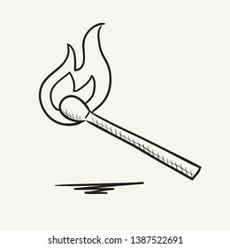 Burning match. Hand drawn vector illustration