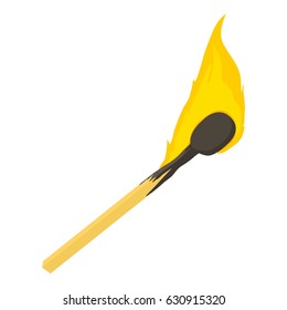 Burning match icon. Cartoon illustration of burning match vector icon for web