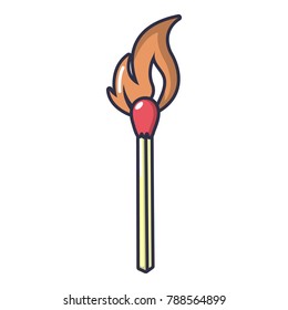 Burning match icon. Cartoon illustration of burning match vector icon for web