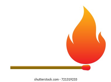 Burning match icon in cartoon style isolated on white background. Ignition symbol