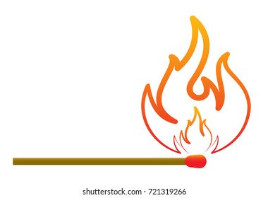 Burning match icon in cartoon style isolated on white background. Ignition symbol