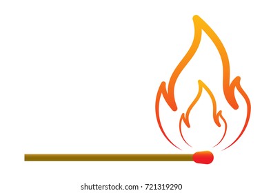 Burning match icon in cartoon style isolated on white background. Ignition symbol